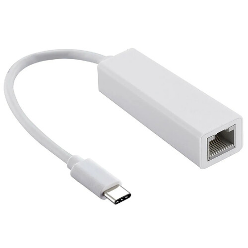 Adaptateur câble convertisseur Type C LAN vers réseau Ethernet 100Mbps RJ45 Blanc - Visiodirect -