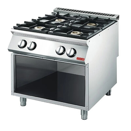 Piano de cuisson 4 brûleurs 18,4 kw - placard ouvert - Gastro M