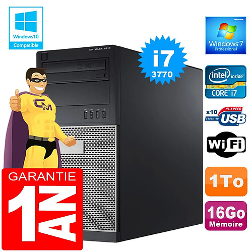 PC Tour DELL 7010 Core I7-3770 Ram 16Go Disque 1 To Graveur DVD Wifi W7 · Occasion