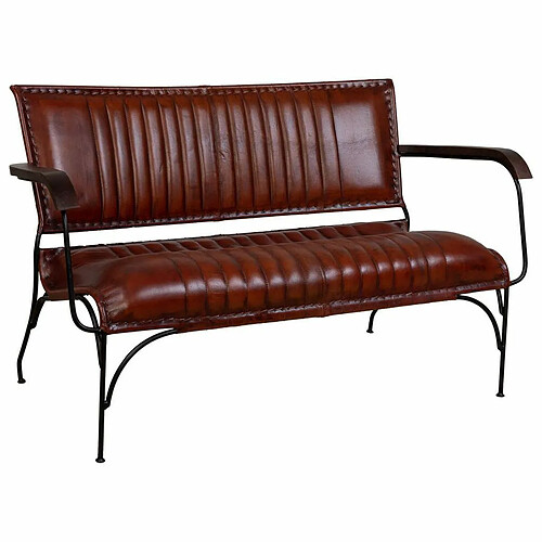 Banc Alexandra House Living Marron Cuir Métal Fer 62 x 75 x 112 cm