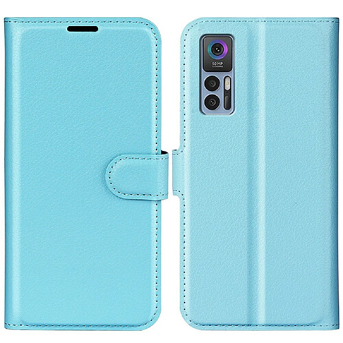 Etui en PU texture litchi avec support, bleu pour votre TCL 30 5G