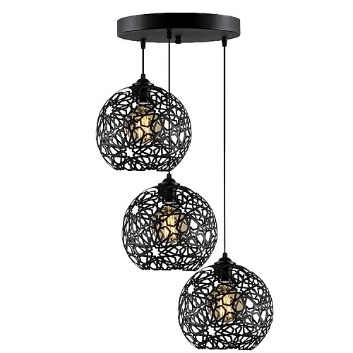 EPIKASA Suspension Siena, Noir, Métal, 65x65x117 cm