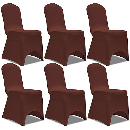 Decoshop26 Housse chaise extensible 6 pcs Marron