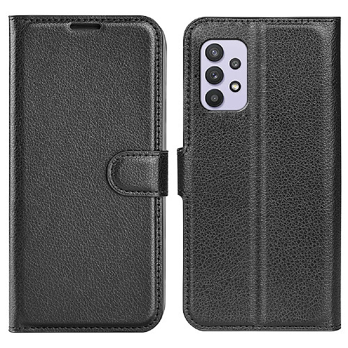 Etui en PU texture litchi, fermoir magnétique, anti-rayures avec support noir pour votre Samsung Galaxy A53 5G