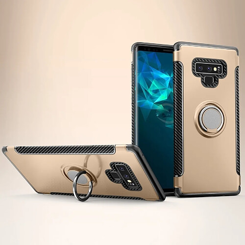 Wewoo Coque Étui de protection magnétique pour Galaxy Note 9, avec support de bague de rotation à 360 degrés or