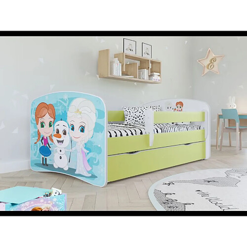 Lit babydreams 2 vert La Reine des neiges tiroir et matelas inclus 140/70