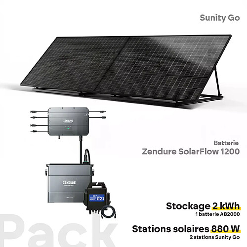 Pack Sunity Go 880W Plug & Play + Batterie Zendure Solarflow 1200