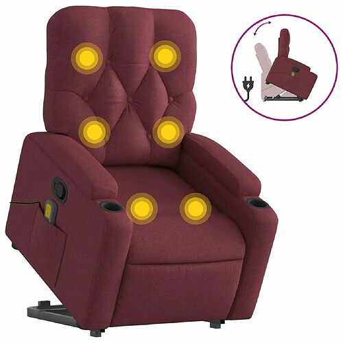 Maison Chic Fauteuil Relax pour salon, Fauteuil inclinable de massage Rouge bordeaux Tissu -GKD85681