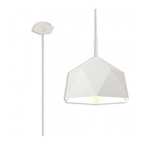 Luminaire Center Suspension 1 ampoule blanc,argenté