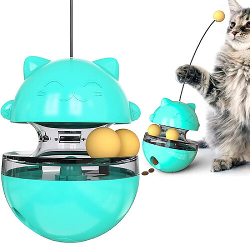 Universal Jouet amusant pour animaux de compagnie à tumbler Slow Food Entertainment attire l'attention des chats Snacks réglables Pratique pour animaux de compagnie | Jouet pour chats (bleu)