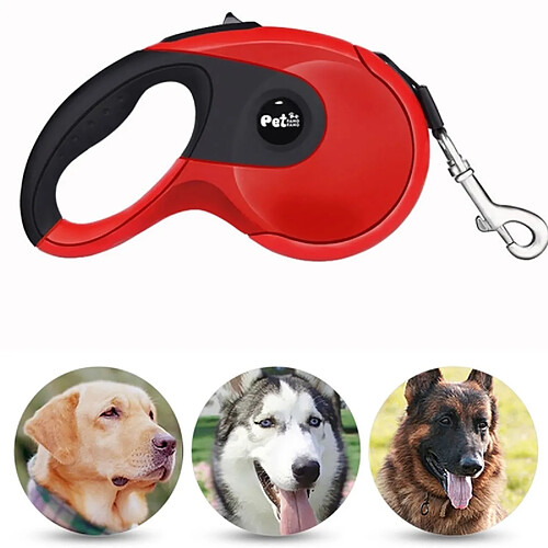 Wewoo Chiens de compagnie de haute rouge qualité automatique corde télescopique ABS en caoutchouc anti-dérapant chaîne de sécurité corde, longueur de la corde: 3m