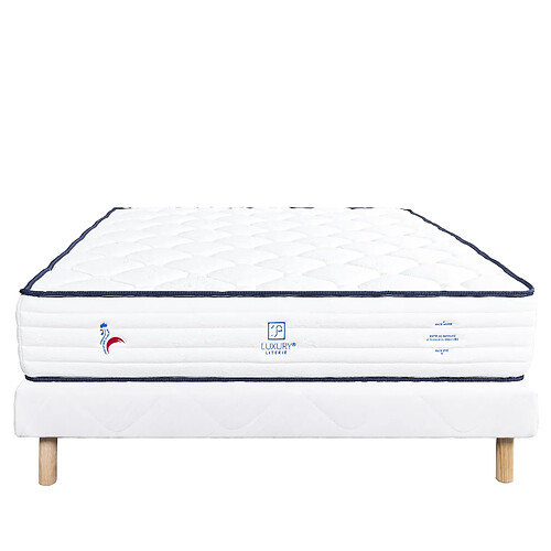 LUXURY LITERIE Ensemble matelas Patriote 90x190 cm + sommier blanc ep 13cm