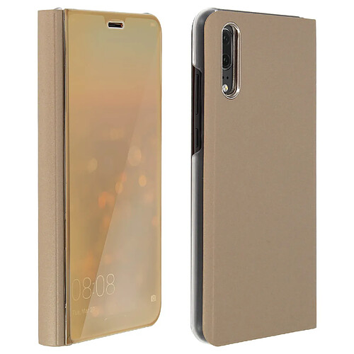 Avizar Housse Huawei P20 Etui folio Miroir Clapet Coque Rigide Fonction Support Or