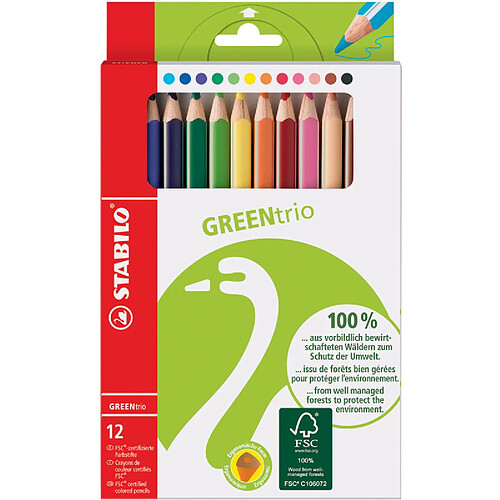 STABILO Crayon de couleur GREENtrio, épais, étui en carton ()