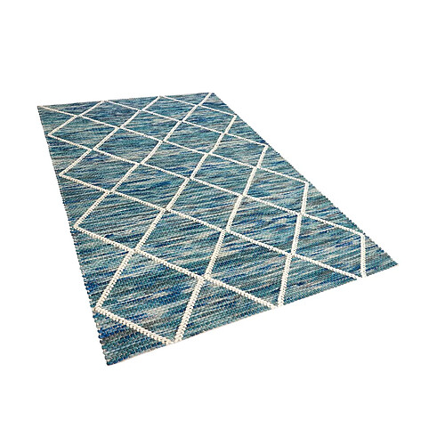 Beliani Tapis 140 x 200 cm en laine bleu BELENLI