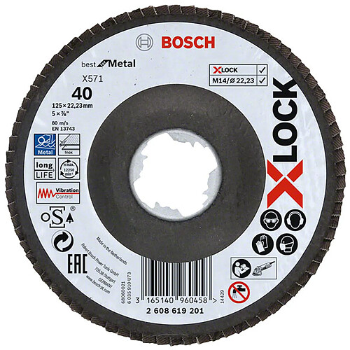 BOSCH Disque à lamelles déportés X-LOCK X571 125mm - Best for Metal (125 mm - grain 120)