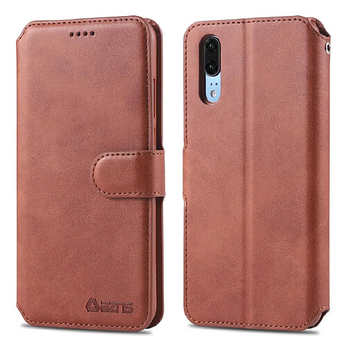 Wewoo Housse Coque Pour Huawei P20 AZNS Texture de veau Étui en cuir PU à rabat horizontal magnétique avec support et fentes cartes et cadre photo marron