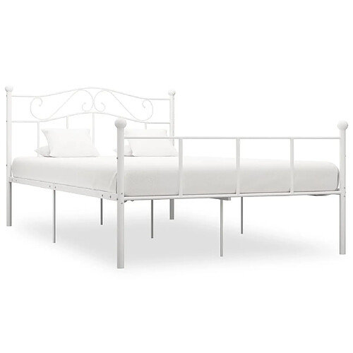 Maison Chic Lit adulte - Lit simple Cadre de lit,Structure du lit Contemporain Blanc Métal 160 x 200 cm -MN15357