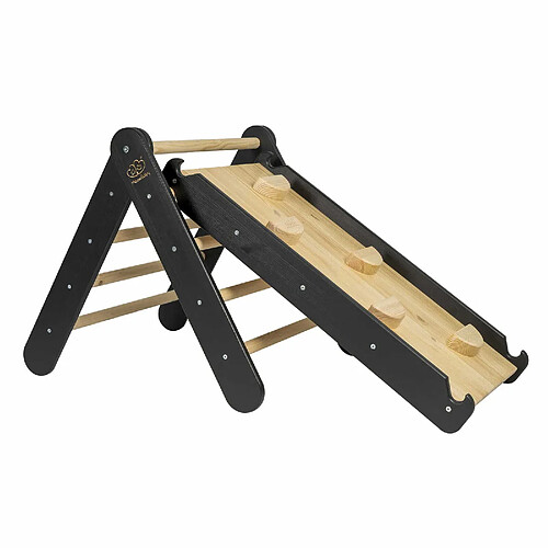 MeowBaby Triangle d'escalade avec Toboggan pour Enfants Structure d'escalade d'intérieur en Bois, Noir