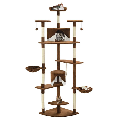 vidaXL Arbre à chat avec griffoirs en sisal 203 cm Marron et Blanc