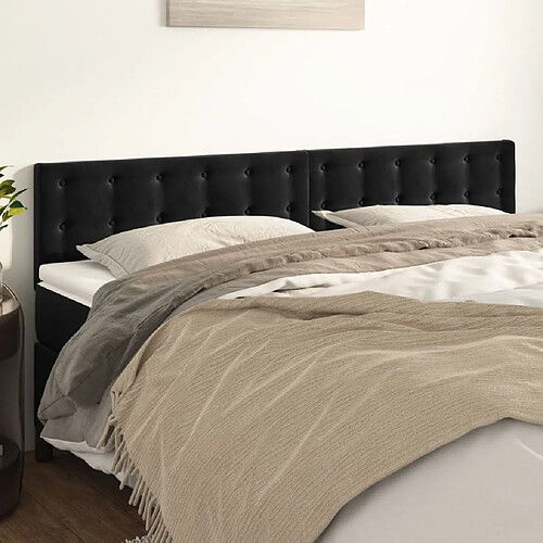 vidaXL Têtes de lit 2 pcs Noir 100x5x78/88 cm Velours