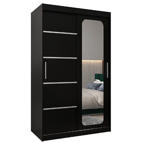 Abiks Meble Armoire PROMO V2 À Portes Coulissantes 200/120/62 2 Portes (Noir/Noir)