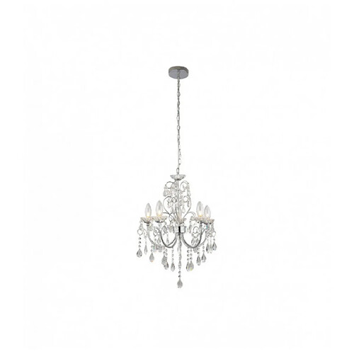 Endon Suspension Tabitha, chrome et cristal, 5 ampoules