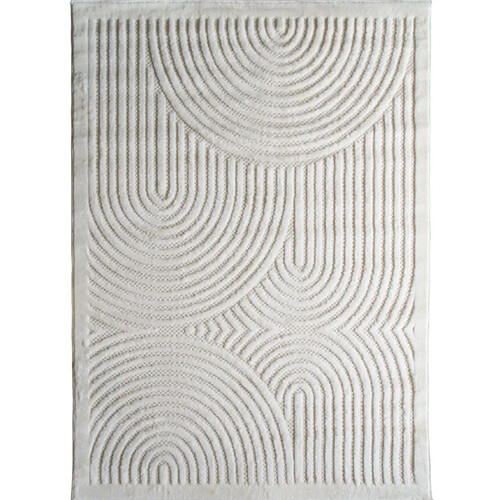 Thedecofactory NEW AGE DECO - Tapis de couloir motif arc en ciel en relief crème 80x200