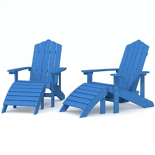 Maison Chic Lot de 2 Chaises de jardin,Fauteuil d'extérieur Adirondack avec repose-pieds PEHD Bleu -MN44990