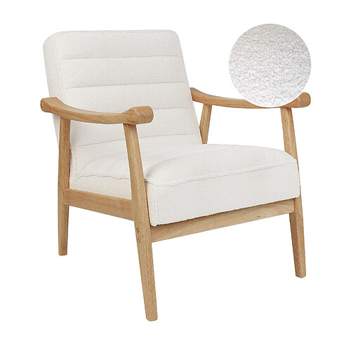 Beliani Fauteuil LEKNES Bouclé Blanc cassé