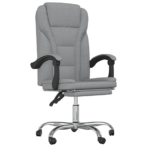 Helloshop26 Chaise fauteuil siège pivotante de inclinable de bureau informatique étude clair tissu gris 02_0024238