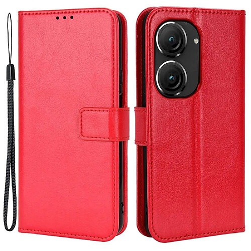 Htdmobiles Housse pour Asus Zenfone 9 5G - etui coque pochette portefeuille + verre trempe - ROUGE