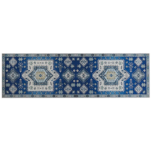 Beliani Tapis bleu et beige 60 x 200 cm PARVAKADLI