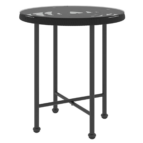 Maison Chic Table de salle à manger,Table à dîner Noir ?50 cm Verre trempé et acier -GKD92755