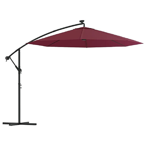 Maison Chic Parasol Jardin | Parasol déporté à LED et mat en acier Rouge bordeaux - GKD30780