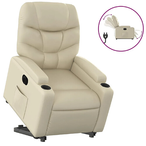 Maison Chic Fauteuil Relax pour salon, Fauteuil inclinable électrique crème similicuir -GKD42483