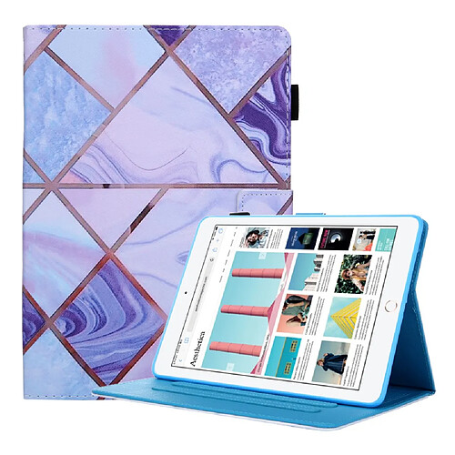 Etui en PU Impression de motifs avec support et porte-carte Violet clair/Violet foncé pour votre Apple iPad 9.7 pouces (2018/2017)/Air 2/Air (2013)