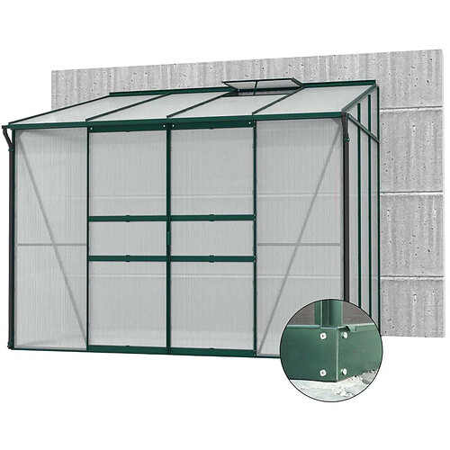 Vitavia Serre de jardin en polycarbonate 6 mm et aluminium vert emeraude avec embase Ida 201.4 x 262.1 x 220.8 cm.