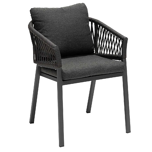 Hesperide Fauteuil repas Oriengo aluminium et mailles tressées - Anthracite et graphite