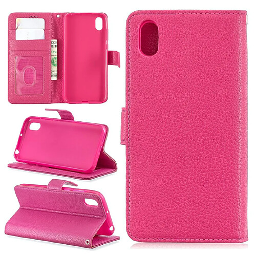 Wewoo Housse Coque Pour Huawei Y5 2019 Lychee Texture en cuir à rabat horizontal avec support et fentes cartes et portefeuille et cadre photo Rose