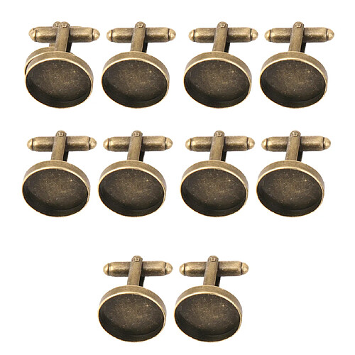 Lot de 10pcs Boutons de Manchette Tampon de Base Rond Vierge 16mm Artisanat - Bronze Antique