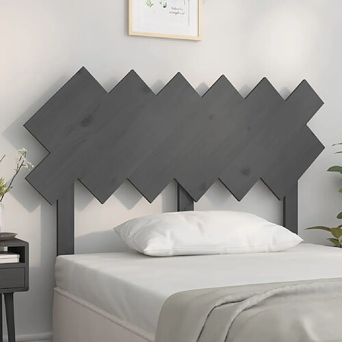 Maison Chic Tête de lit scandinave,Meuble de chambre Gris 122,5x3x80,5 cm Bois massif de pin -MN28585