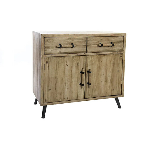 Pegane Commode en bois marron avec 2 portes et 2 tiroirs - Largeur 80 x Hauteur 74 x Profondeur 38cm