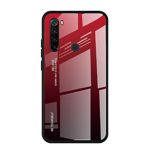 Wewoo Coque Pour Xiaomi Redmi Note 8T étui en verre de couleur dégradée rouge