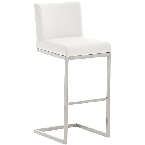 Decoshop26 Tabouret de bar x1 design moderne support en acier inoxydable assise en PVC blanc 10_0005318