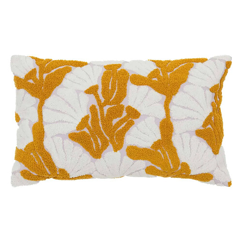 Atmosphera, Createur D'Interieur Coussin brodé Suwannee - 30 x 50 cm - Blanc et Ocre