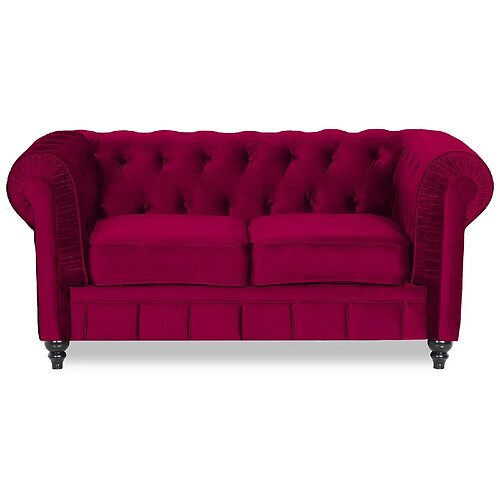 Canapé Chesterfield Velours 2 Places Altesse Rouge