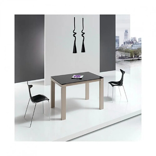 Inside 75 Table repas extensible ARMONIA 8 couverts 160/230x90cm pieds beiges plateau céramique noir