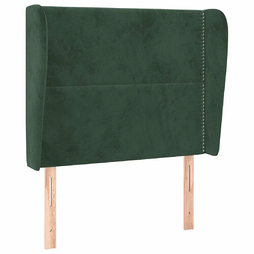 Maison Chic Tête de lit moderne avec oreilles pour chambre - Décoration de lit Vert foncé 93x23x118/128 cm Velours -MN48205