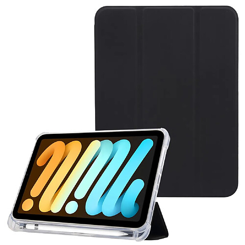 Etui en PU skin touch avec support à trois volets et porte-stylo noir pour votre Apple iPad mini (2021)